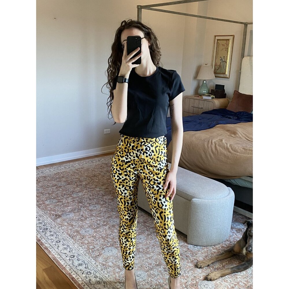 Obermeyer Cheetah Print Snow Pants Size 10 Vintage Ski Snowboard